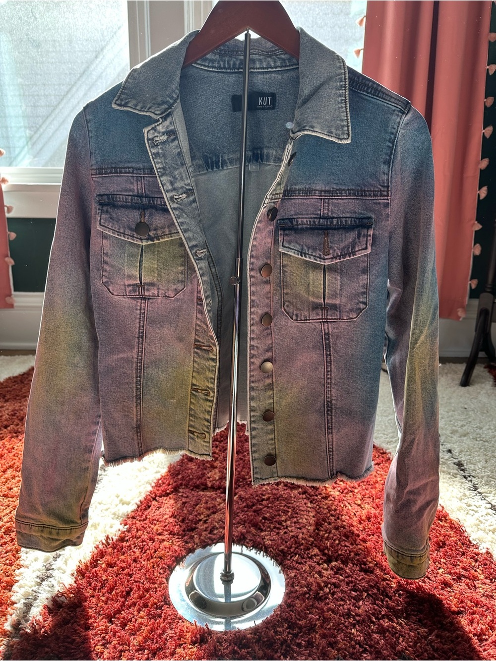 Kut from the Kloth Faded Multicolor Washed Denim Jacket